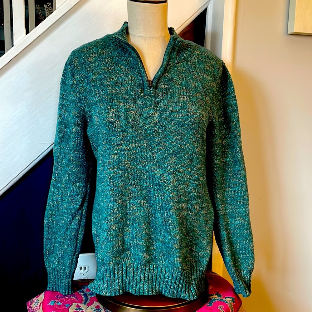 Teal/multi sweater